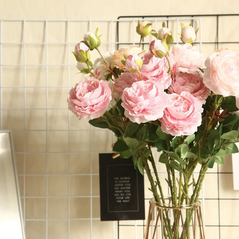 Davia 3 Head Faux Peony Flower