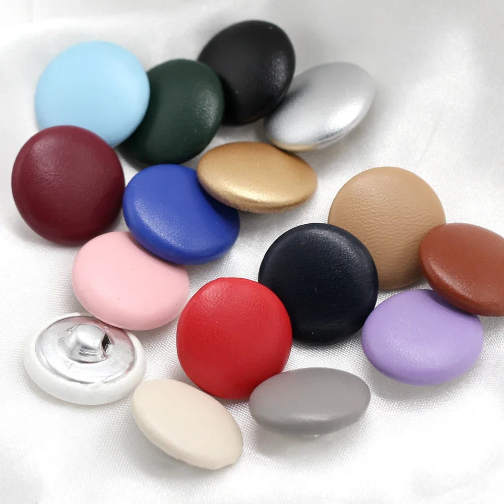 Retson 11/15/20/25/30mm Leather Covered Button - 10 PC