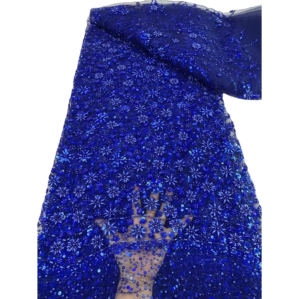 5 YARDS / 7 COLORS / EPHRAIM Sequin Beaded Embroidery Glitter Mesh Dress Lace Fabric