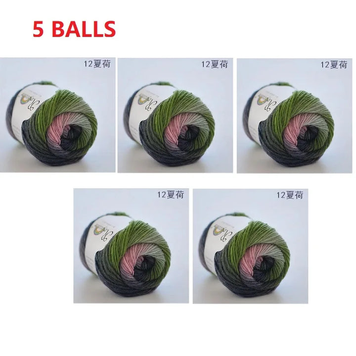 100% Wool Yarn Rainbow Color for Hand Knitting Crochet