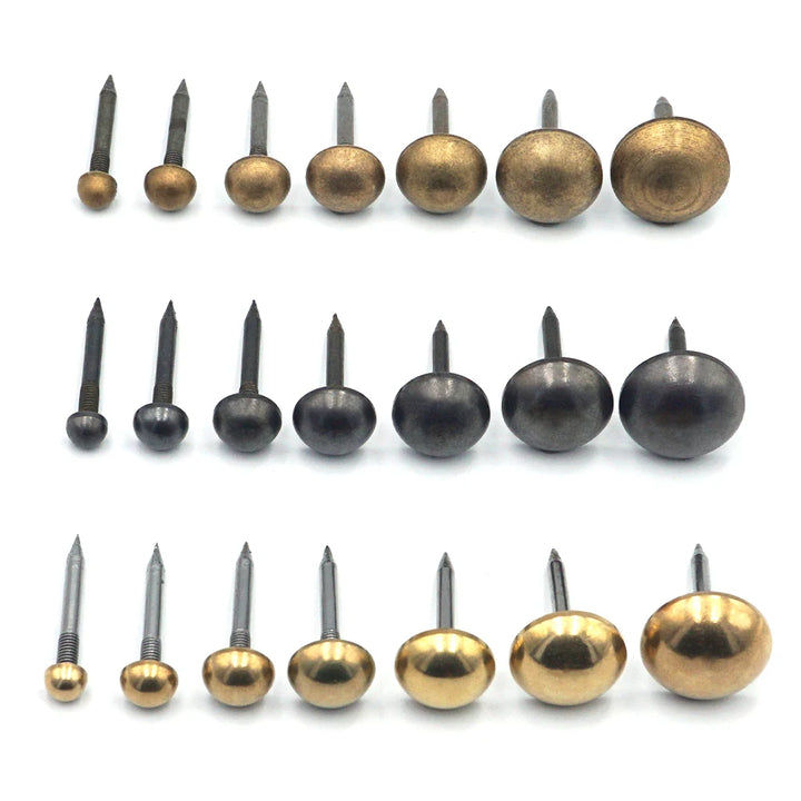 Round Dome Solid Brass Upholstery Nails