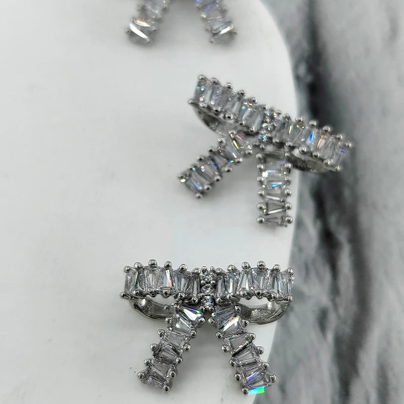 Xiare 22MM Rhinestone Cubic Bow Buttons - 2 PC