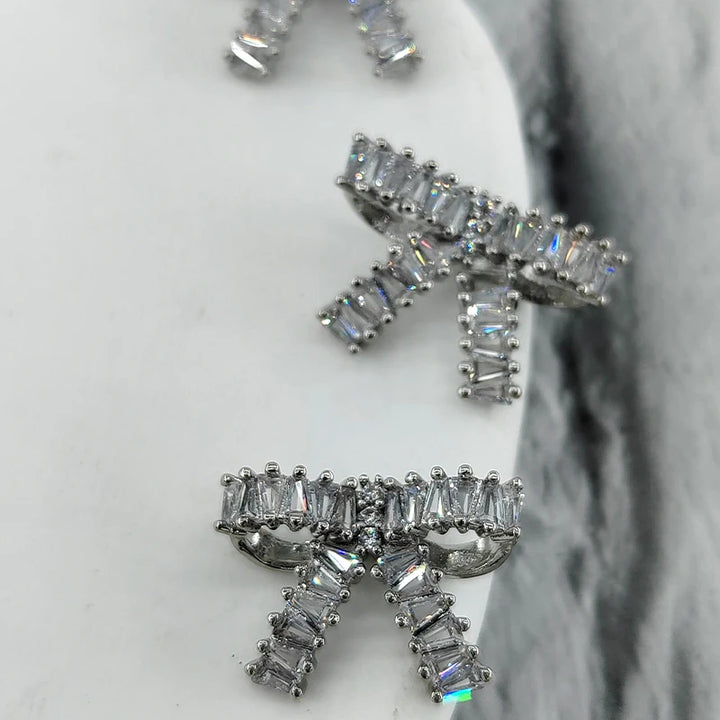 Xiare 22MM Rhinestone Cubic Bow Buttons - 2 PC