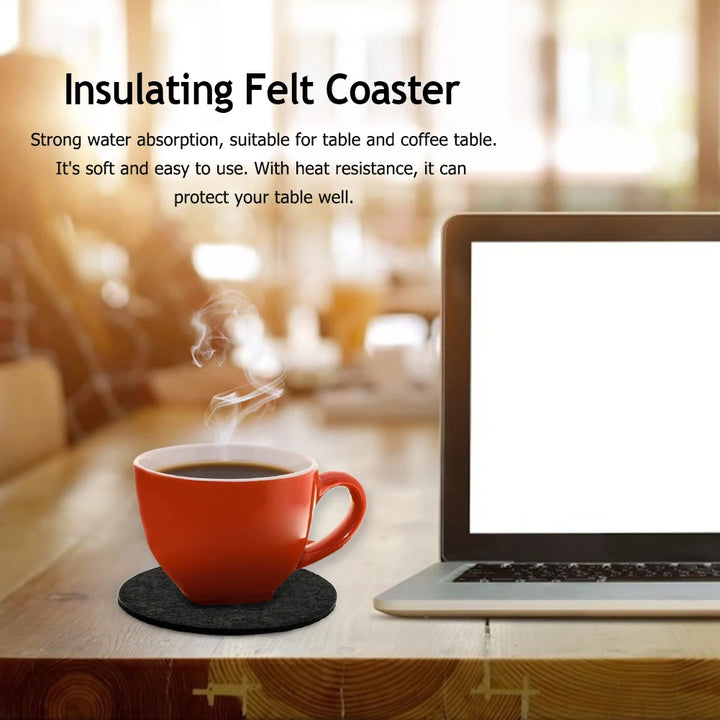 11pcs Round Felt Coaster Dining Table Protector Heat Resistant Pad