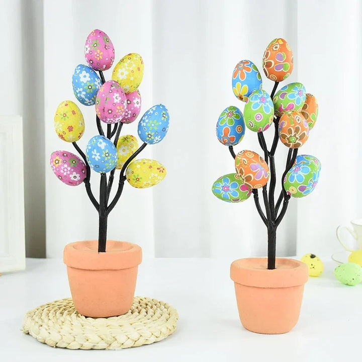 Colorful Easter Foam Egg Tree Flower Pot