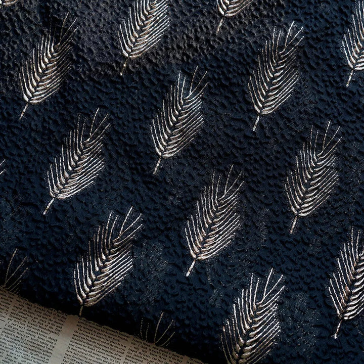 Chapelo Black Gold Silk Feather Embossed Jacquard Fabric