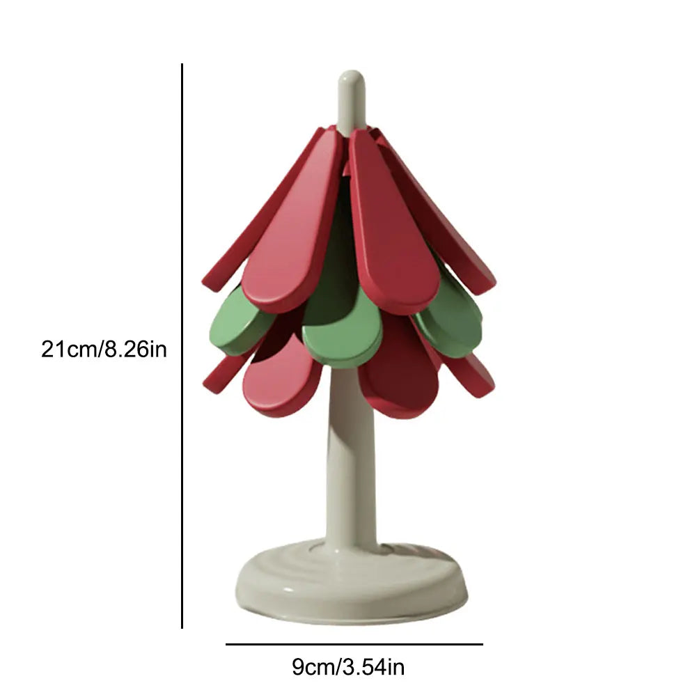 1/3Pcs Tree Shaped Trivet Stackable Christmas Themed Multi-Function Coaster