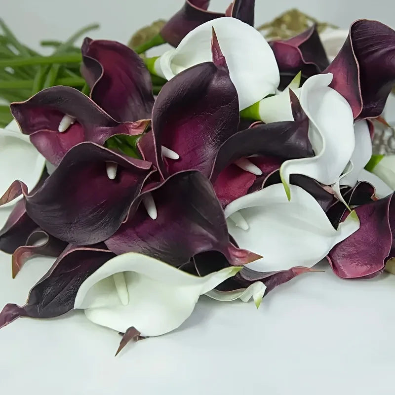 mini calla lily silk flower arrangement 5 PC Calla Lily Faux Flowers | Light Purple Dark Purple White