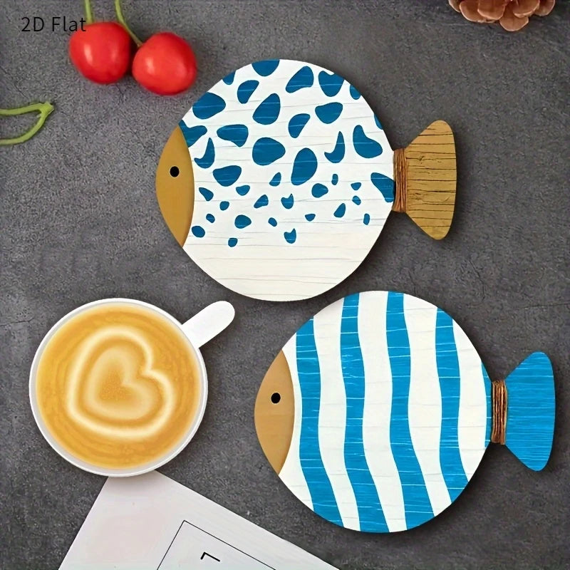 4/8pcs 4 inch Artistic Painted Wooden Coasters