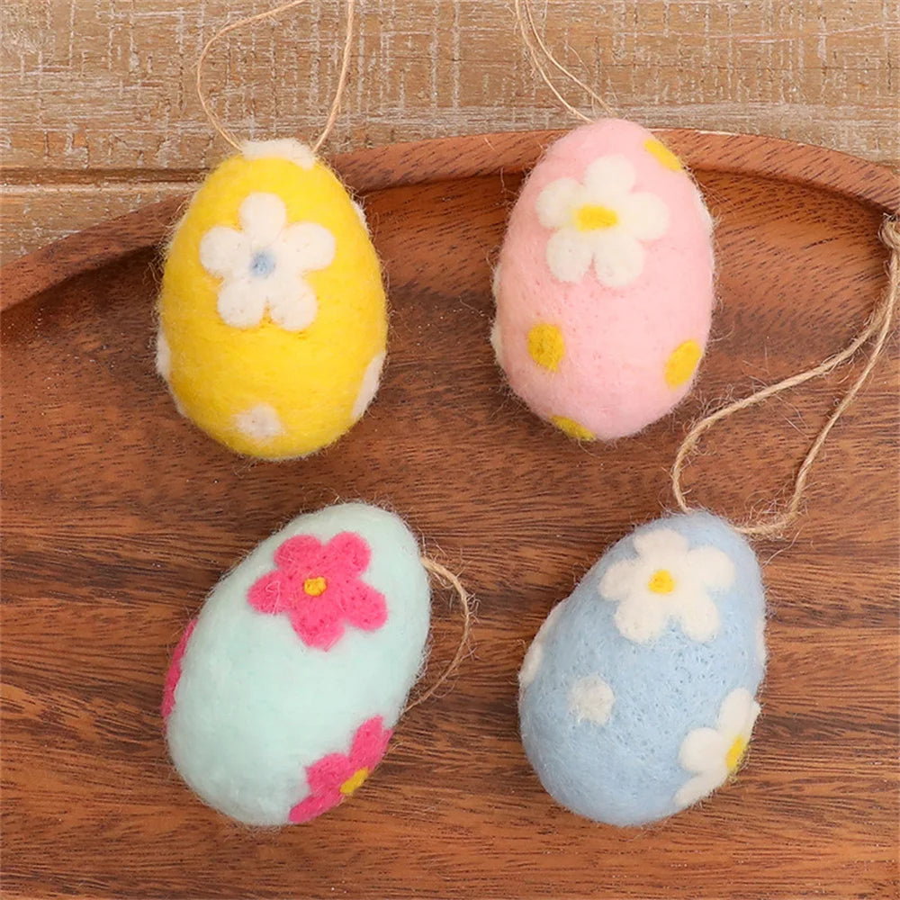 Daisy Wool Felt Easter Egg Ornaments