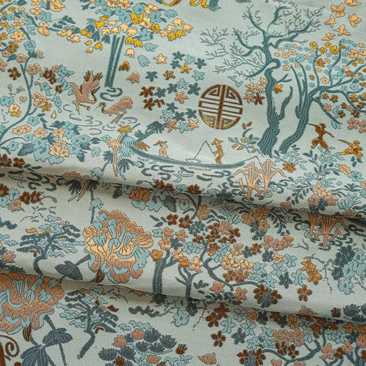 Ava Retro Palace Style Gold Silk Jacquard Fabric