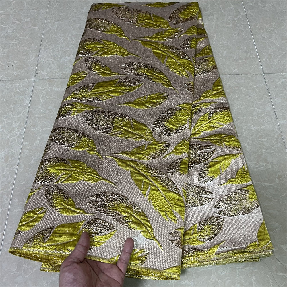 5 METRI / 3 COLORI / Tessuto Dilan Leaves in viscosa jacquard per abiti, giacche, completi, camicie, fodere di gonne
