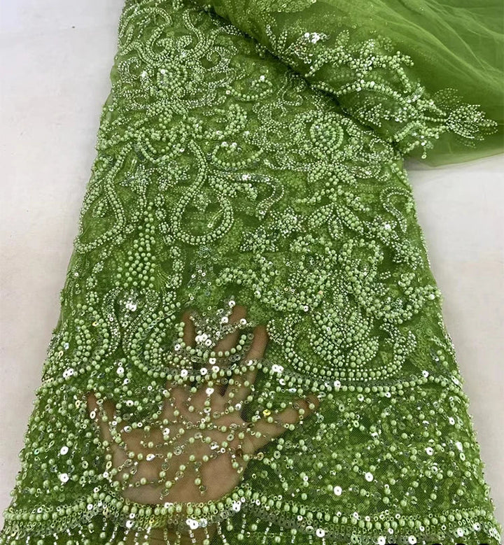 5 YARDS / 13 COLORS / Luxoria Beaded Embroidery Bridal Mesh Lace Fabric