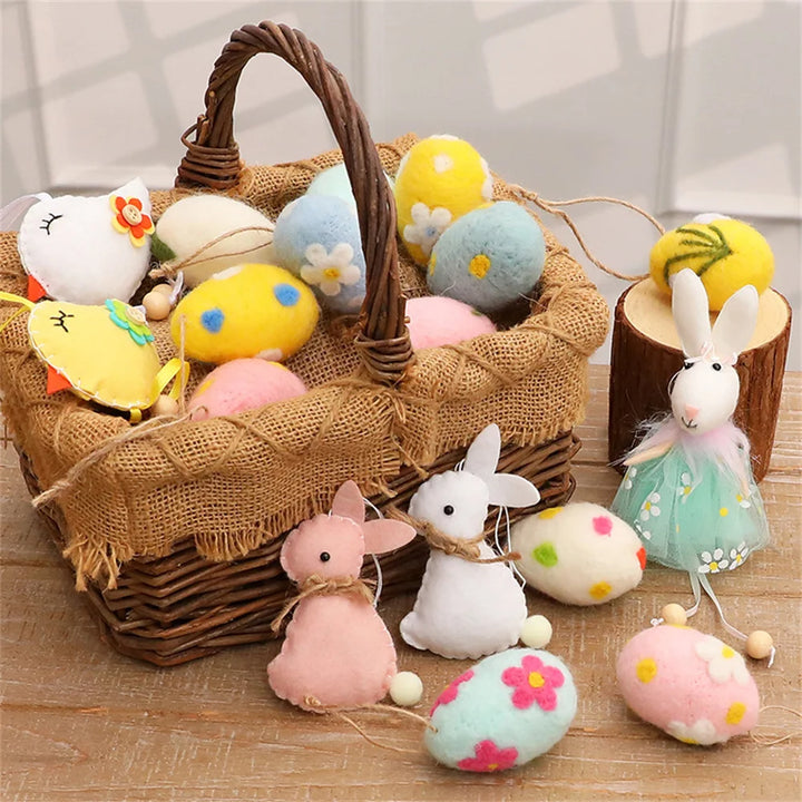 Daisy Wool Felt Easter Egg Ornaments