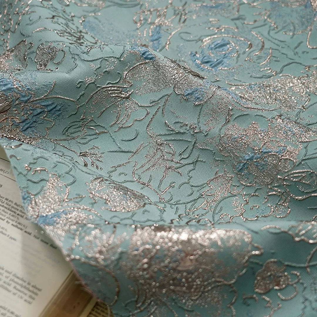 Carleton Gold Silk Relief Large Flower Jacquard Fabric