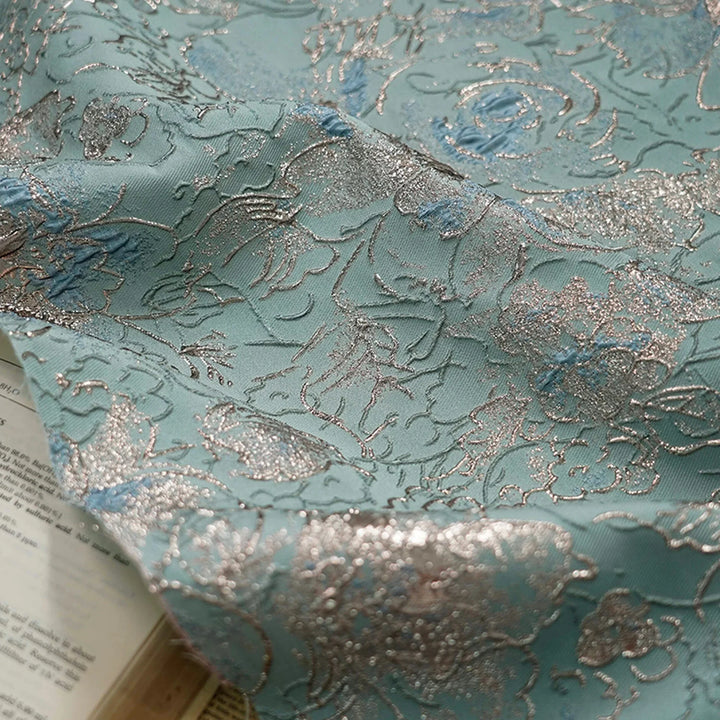 Carleton Gold Silk Relief Large Flower Jacquard Fabric