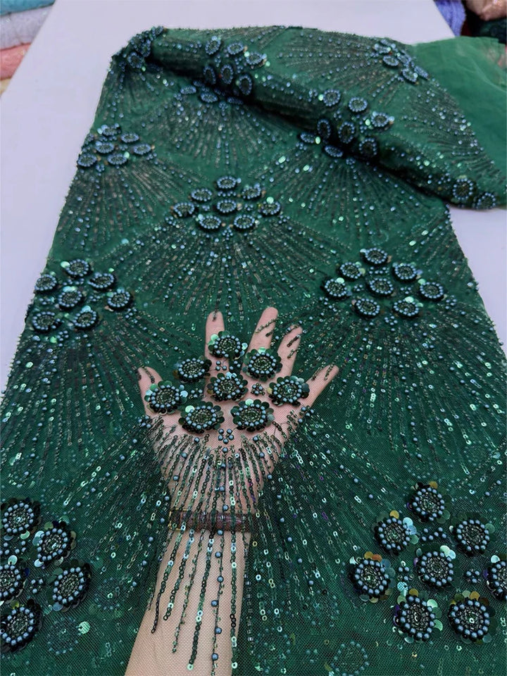 5 YARDS / 7 COLORS / Rosalind Beaded Embroidery Bridal Mesh Lace Fabric