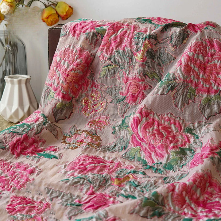 Moemos Pink Floral Woven Jacquard Fabric