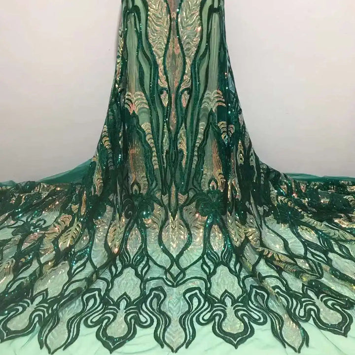 5 YARDS / 8 COLORS / Lumesse Abstract Beaded Embroidery Bridal Mesh Lace Fabric