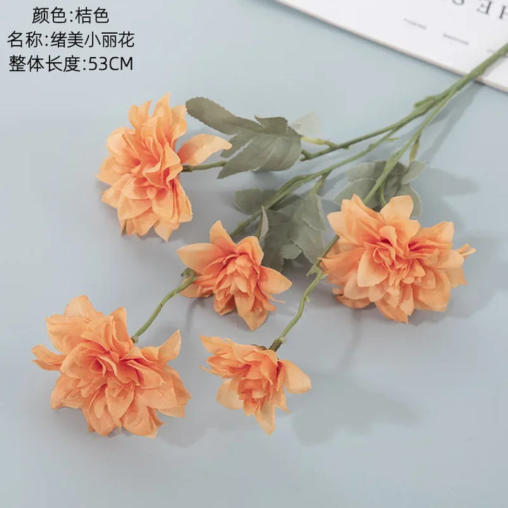 Glimmer 5 Head Artificial Flower Dahlia Flower