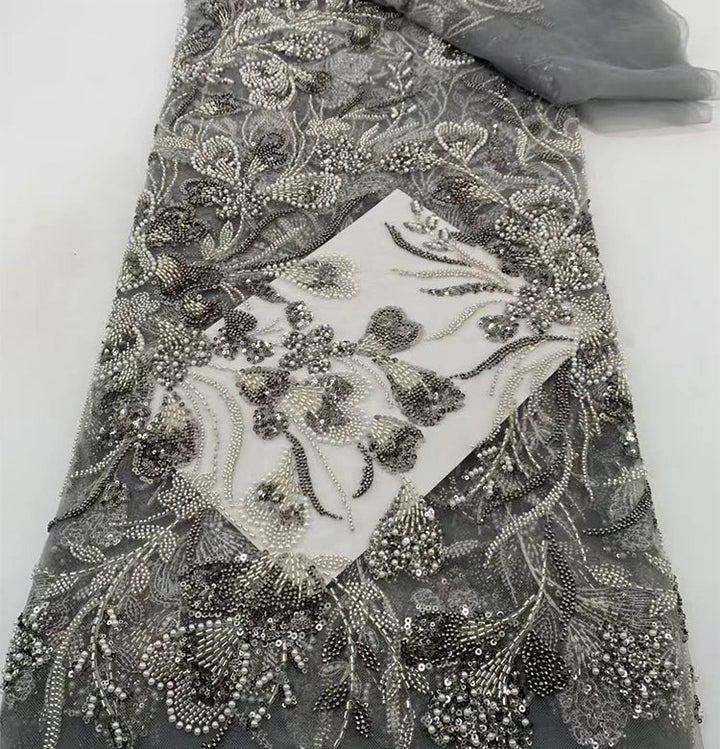 5 YARDS / 9 COLORS / Elowenra Beaded Embroidery Bridal Mesh Lace Fabric