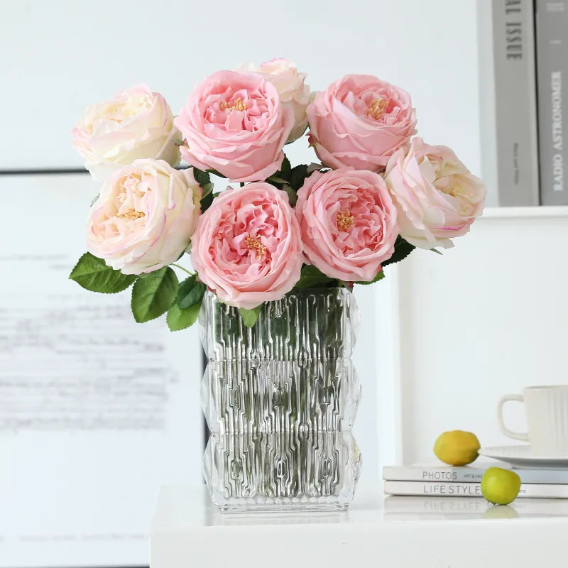 5 PC /  Tea Rose Branch Fake Flower Bundle