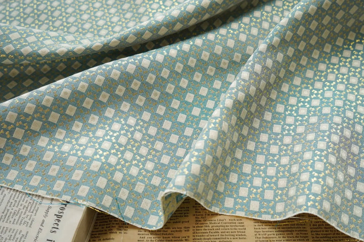 Sumira Gold Silk Geometric Relief Jacquard Fabric