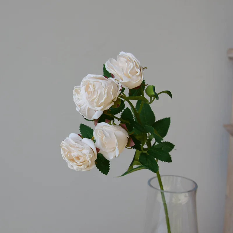 Serein 17 inch 5 Head Vintage Faux Rose Flower