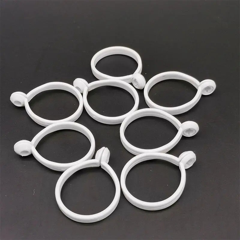 50 PC / White Plastic Drapery Curtain Split Ring