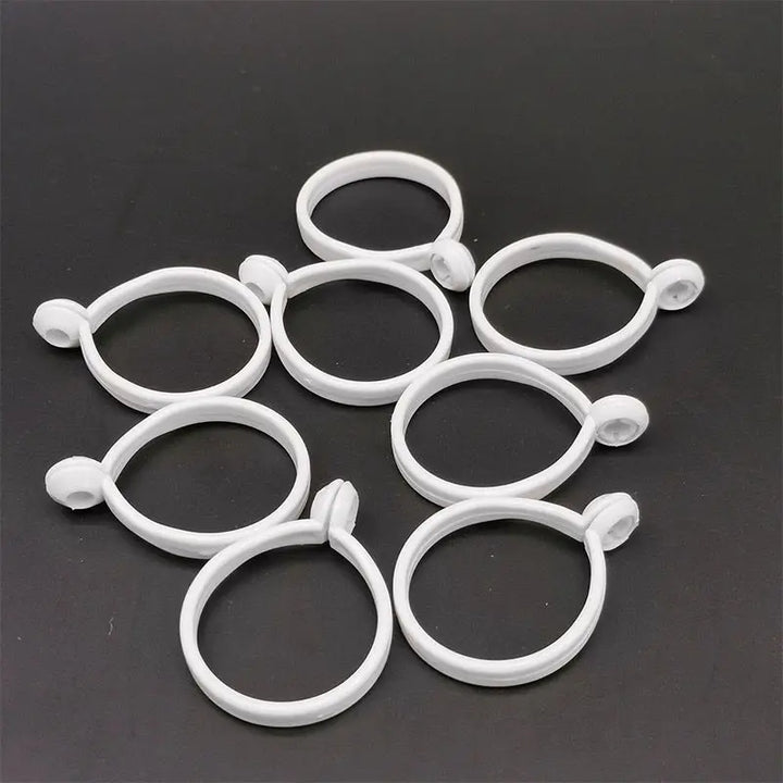 50 PC / White Plastic Drapery Curtain Split Ring