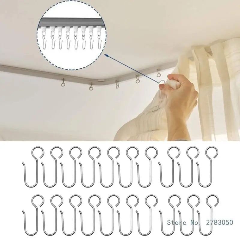 20 PC / Metal S-Shaped Drapery Curtain Hook