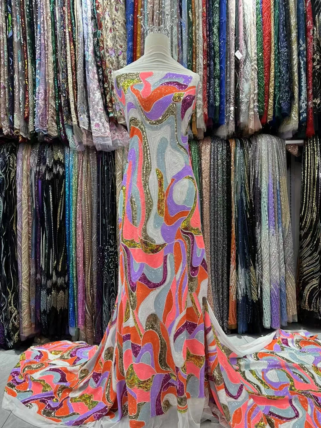 5 YARDS / 10 COLORS / Opulenza Beaded Embroidery Bridal Mesh Lace Fabric