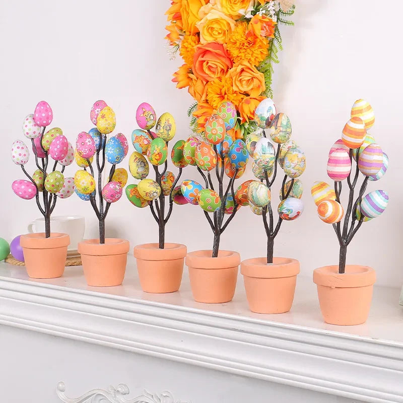 Colorful Easter Foam Egg Tree Flower Pot