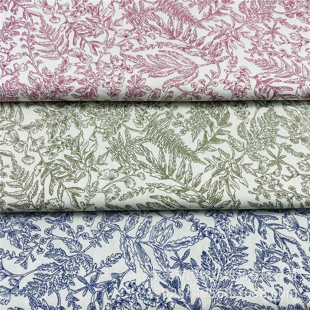 3 COLORI / Tessuto Toile floreale da giardino stampato leggero 100% cotone Opesa