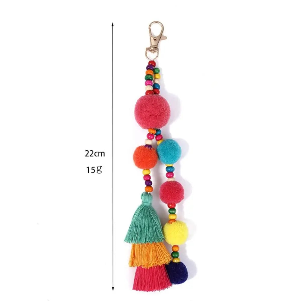 Veloura Boho Pom Pom Gradient Colors Tassels