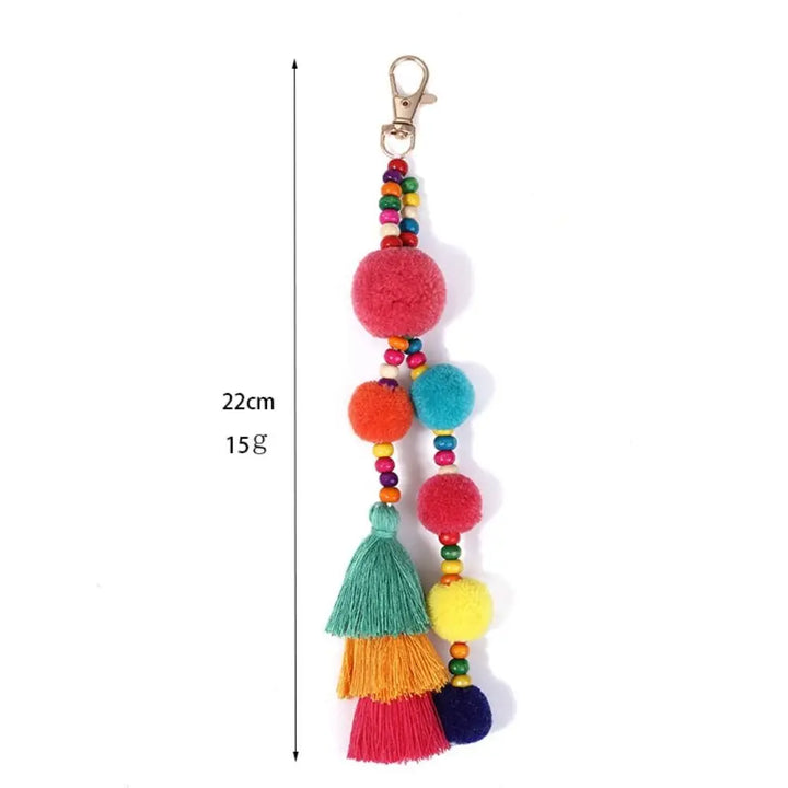 Veloura Boho Pom Pom Gradient Colors Tassels
