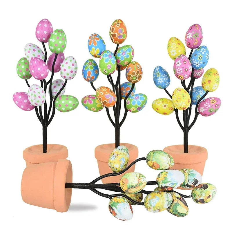 Colorful Easter Foam Egg Tree Flower Pot