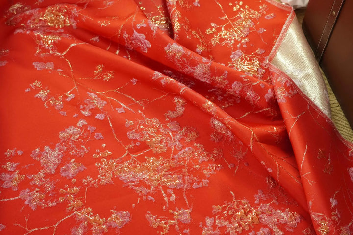 Jan Pink Gold 3D Jacquard Fabric