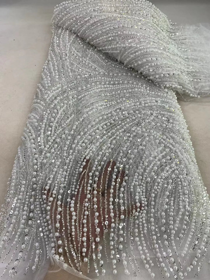 5 YARDS / 8 COLORS / BION Sequin Beaded Embroidery Glitter Mesh Dress Lace Fabric