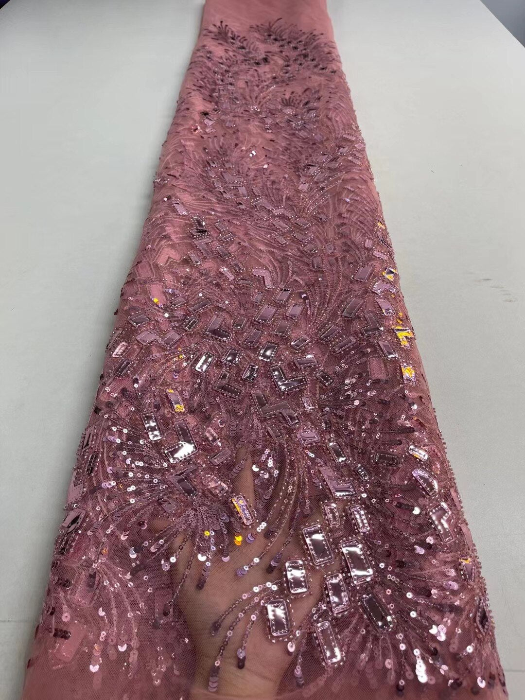 5 YARD / 9 COLORI / Tessuto Samuel per abiti da cerimonia nuziale in pizzo scintillante con ricami di perline e paillettes glitterate