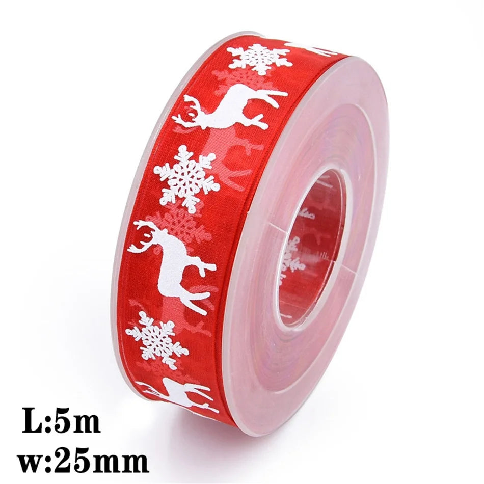 5 Meters / Christmas Satin Natural Organza Ribbon