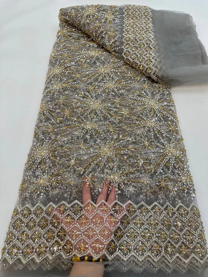 5 YARDS / 10 COLORI / Tessuto per abito da cerimonia nuziale in pizzo scintillante con paillettes ricamate in rilievo Ibrahim