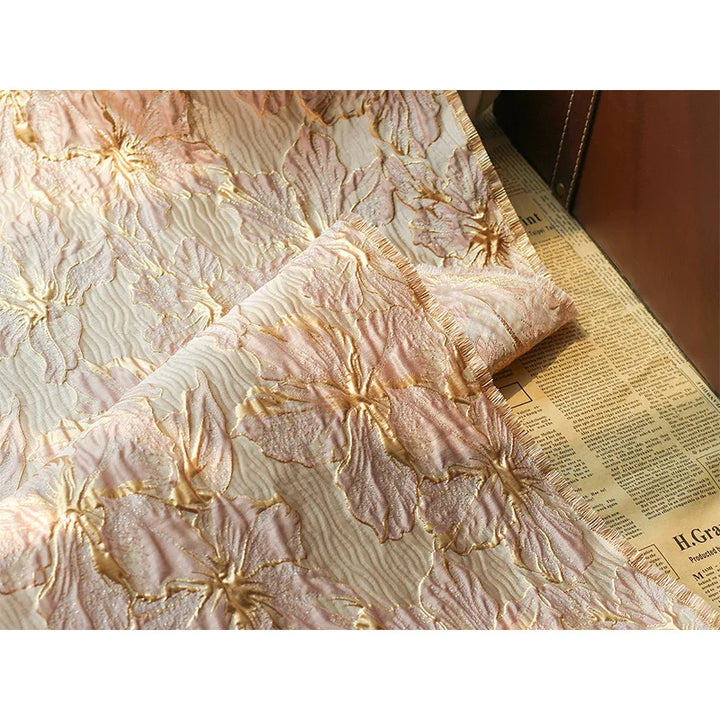Marcel Golden Peach Floral 3D Jacquard Fabric