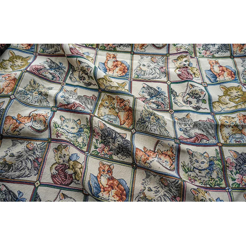 My Cat Friends Butterflies Woven Chenille Fabric