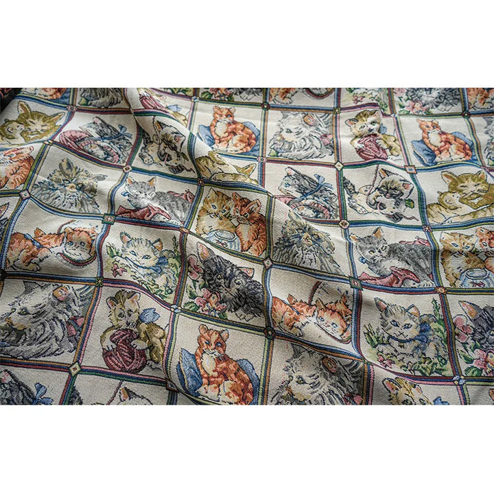 My Cat Friends Butterflies Woven Chenille Fabric