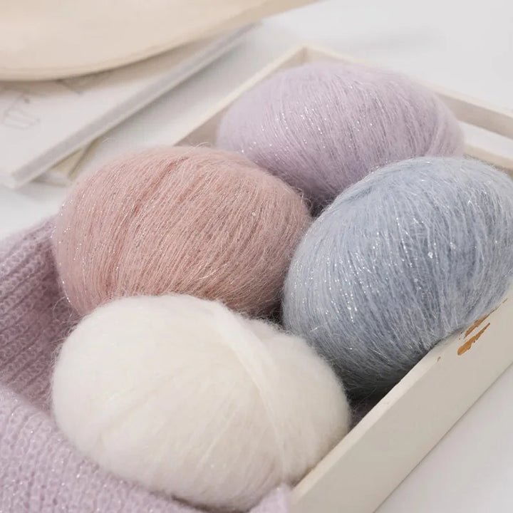 50g Golden Sequined Mohair Yarn