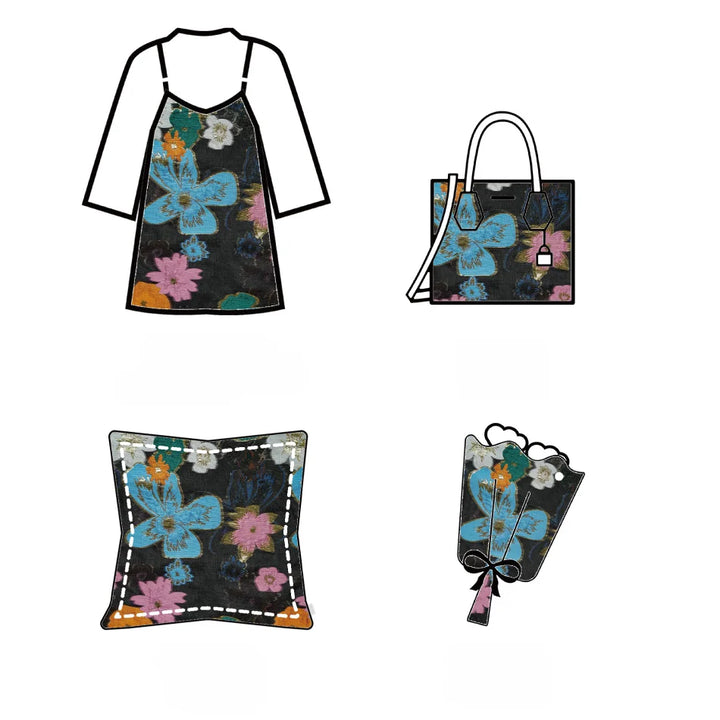 Glossen Bright Flowers Semi Sheer Jacquard Fabric