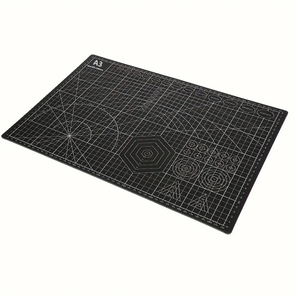 Black A3 PVC Non-slip Leather and Grid Line Cutting Mat