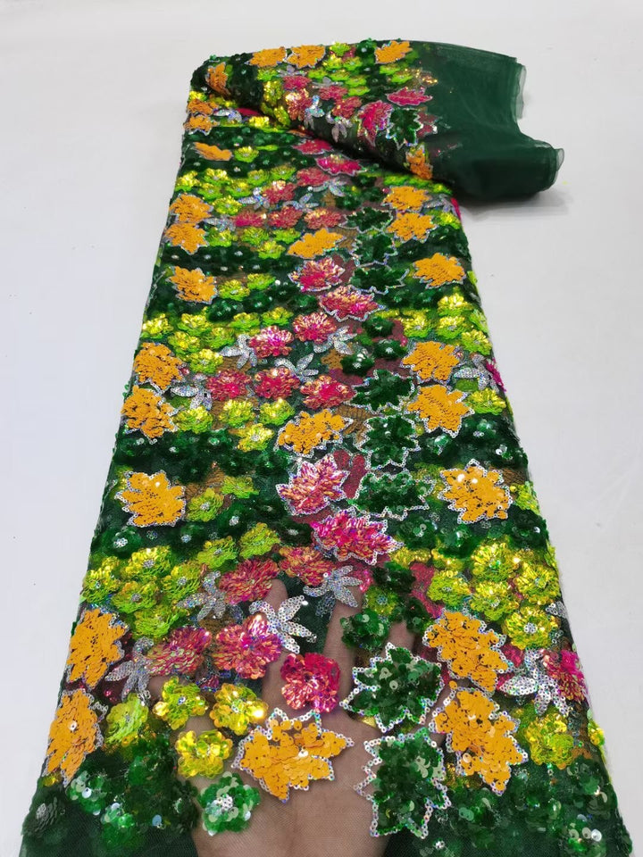 5 YARD / 8 COLORI / Tessuto per abiti da cerimonia nuziale in pizzo scintillante con ricami di perline e paillettes Liam