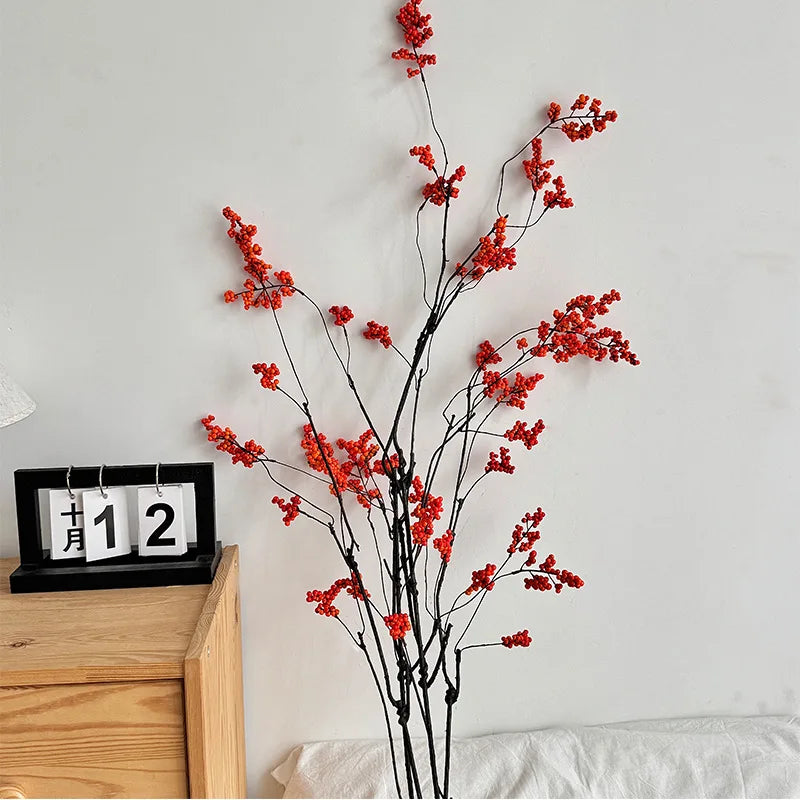Musa 36 Inch Artificial Red Berry Fruit Branch